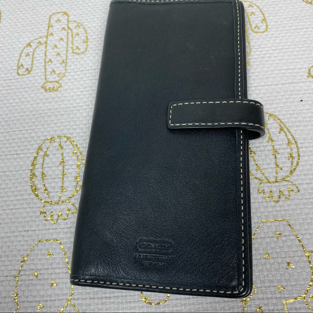 Coach Billfold Black Leather New Leather Lining Lavender